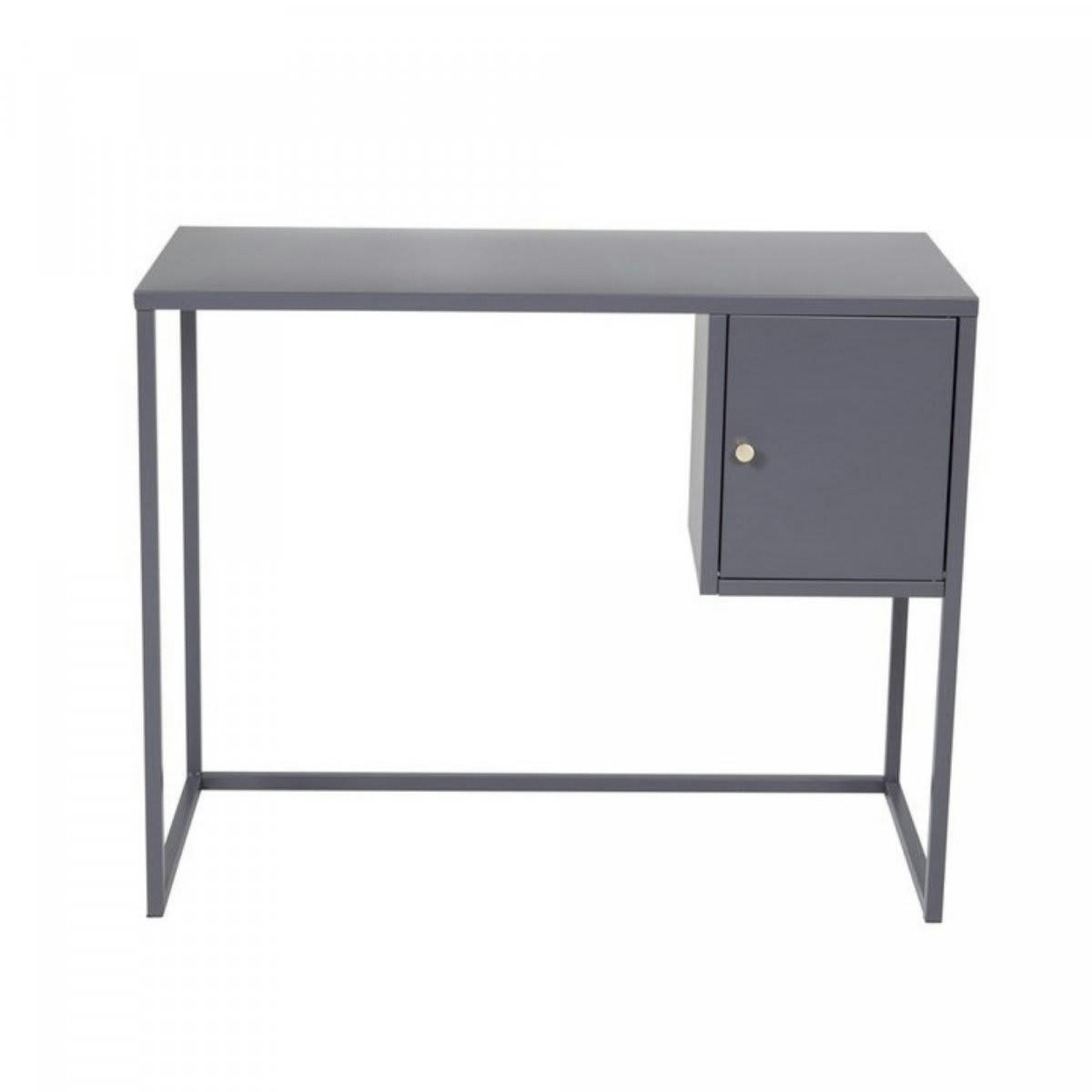 KAPAL - Bureau minimaliste en métal avec placard gris