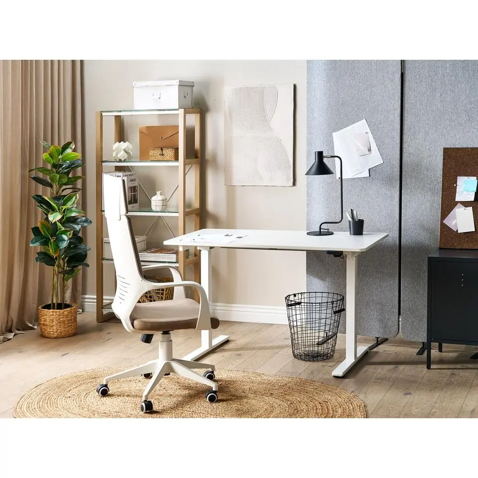 GRIFTON - Verstelbaar bureau - Wit - 120 cm - Staal