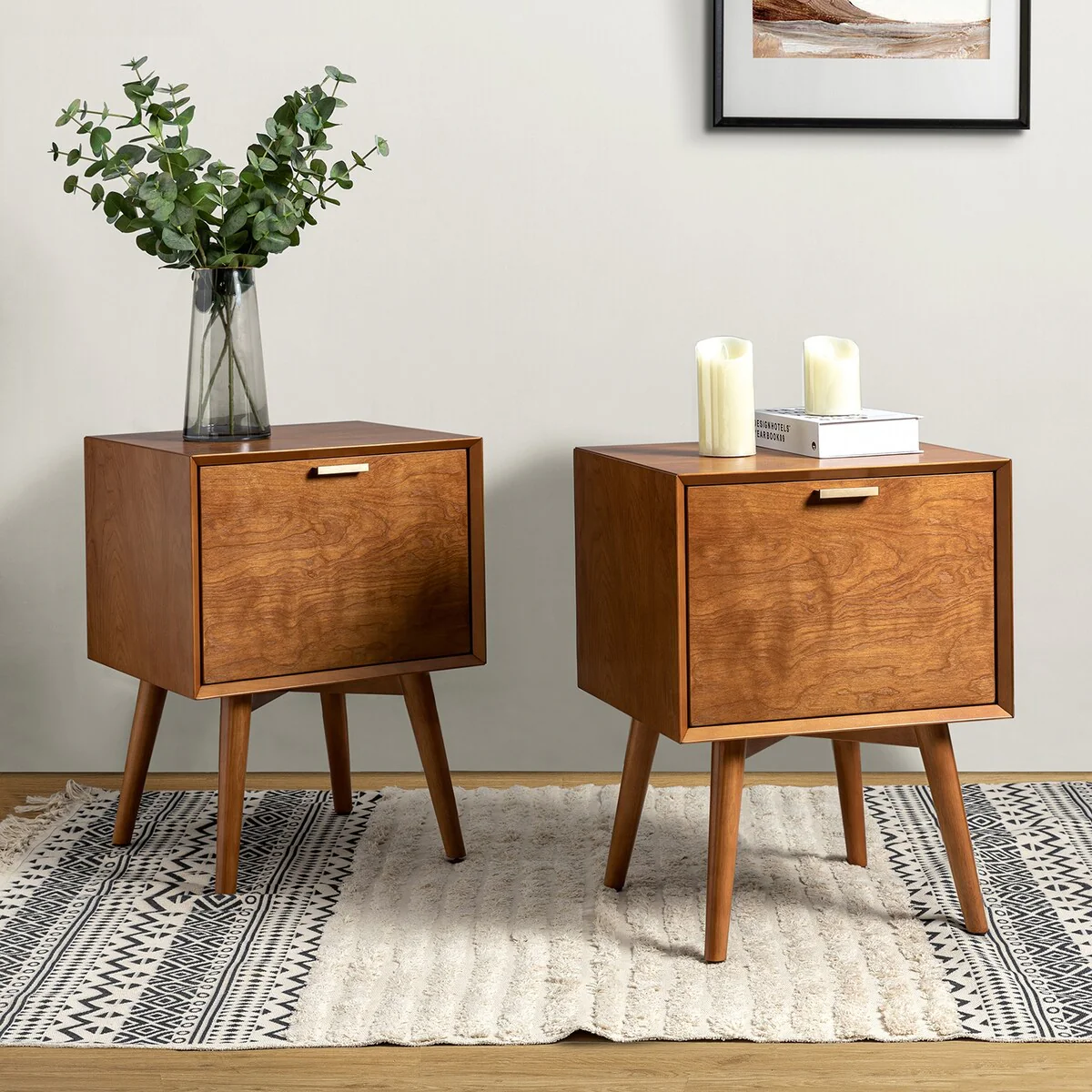 Isabel Mid-century 2- Drawer Wood Nightstand Sets of 2 by HULALA HOME