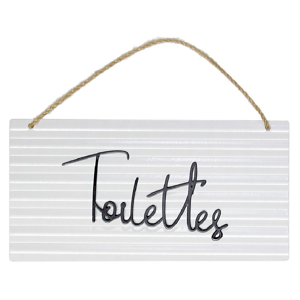 Pancarte décorative pièces de la maison en métal blanc