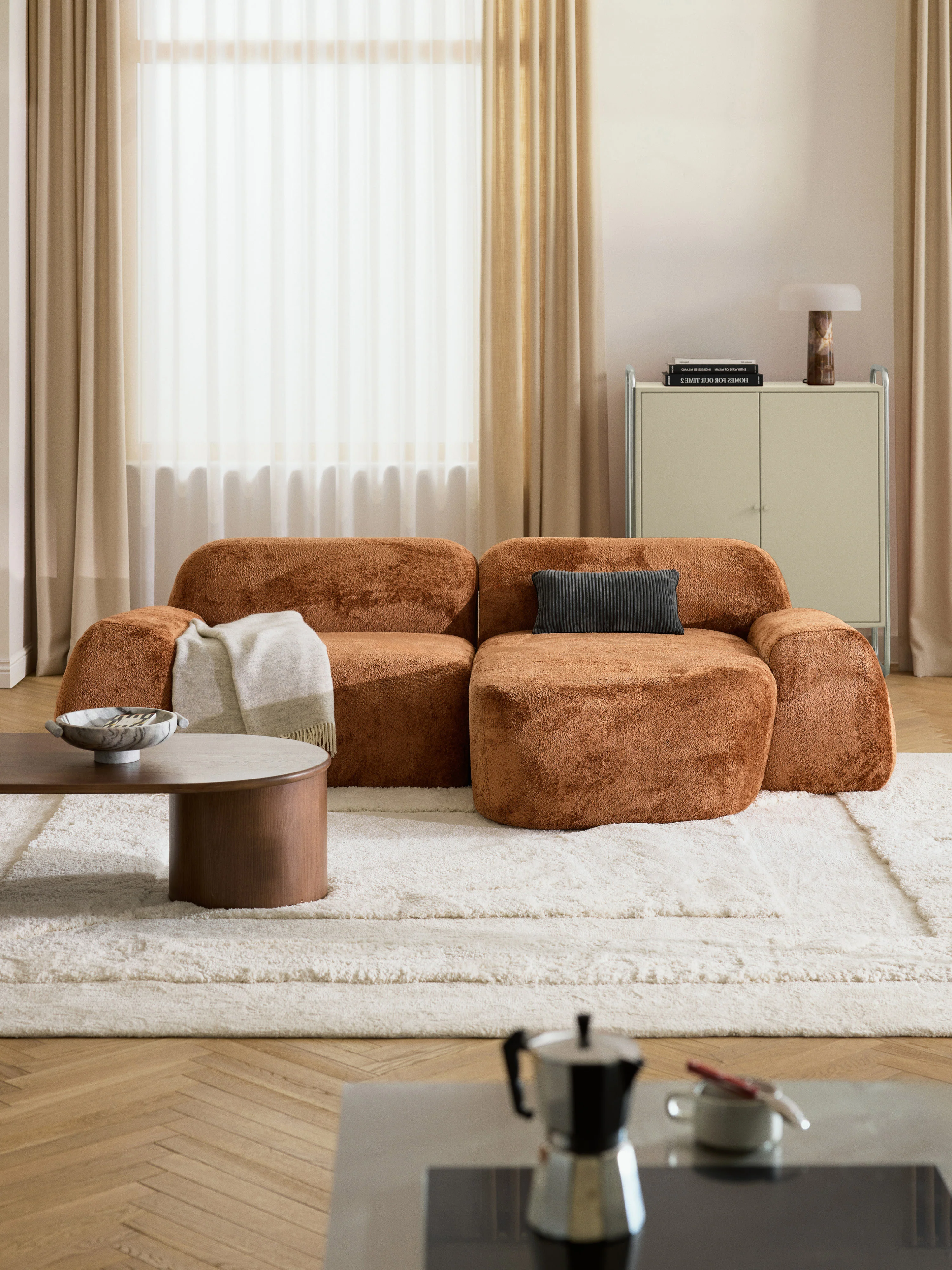 Modulares Ecksofa Wolke (3-Sitzer) aus Teddy-Bouclé