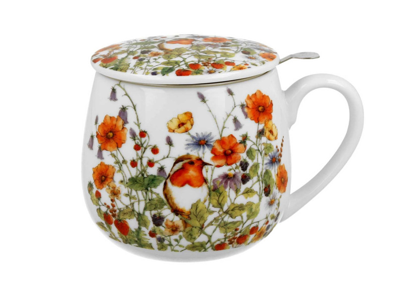 Kubek z zaparzaczem Wild Birds porcelanowy 430 ml