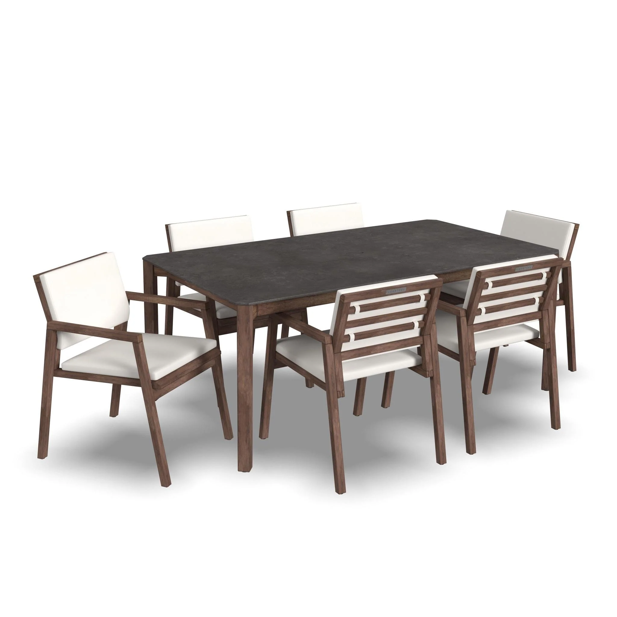 Nova FSC-Certified Acacia Wood 7-Piece Dining Set with Sunbrella Performance Fabric Cushions by Flexsteel - 76 x 30 x 42