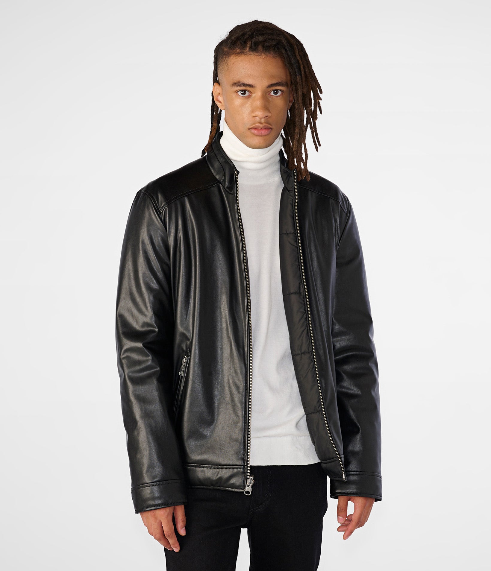 Faux Leather Reversible Puffer Jacket