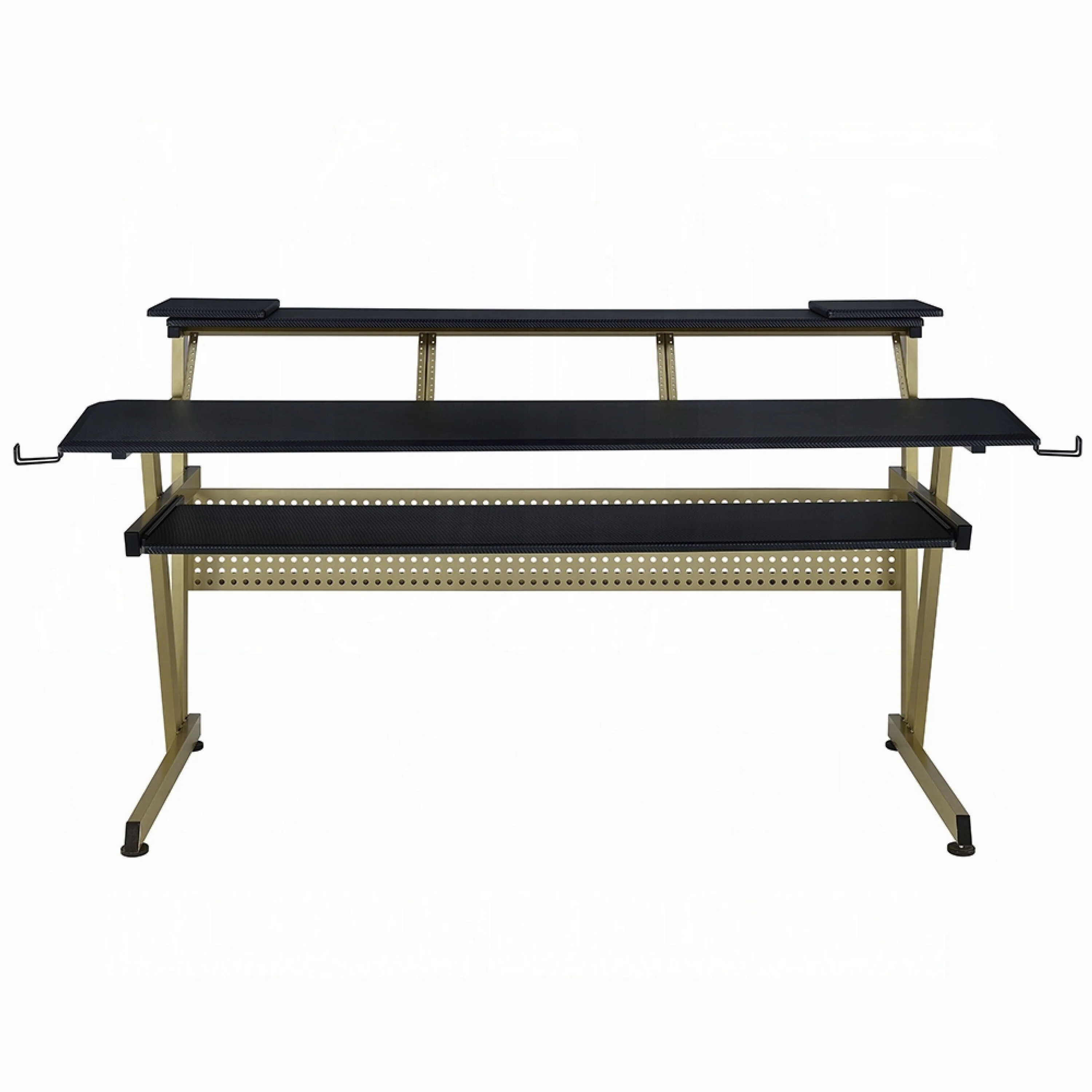 Vion 71 Inch Music Producer Desk for Computer, Black, 3 Tier Shelves