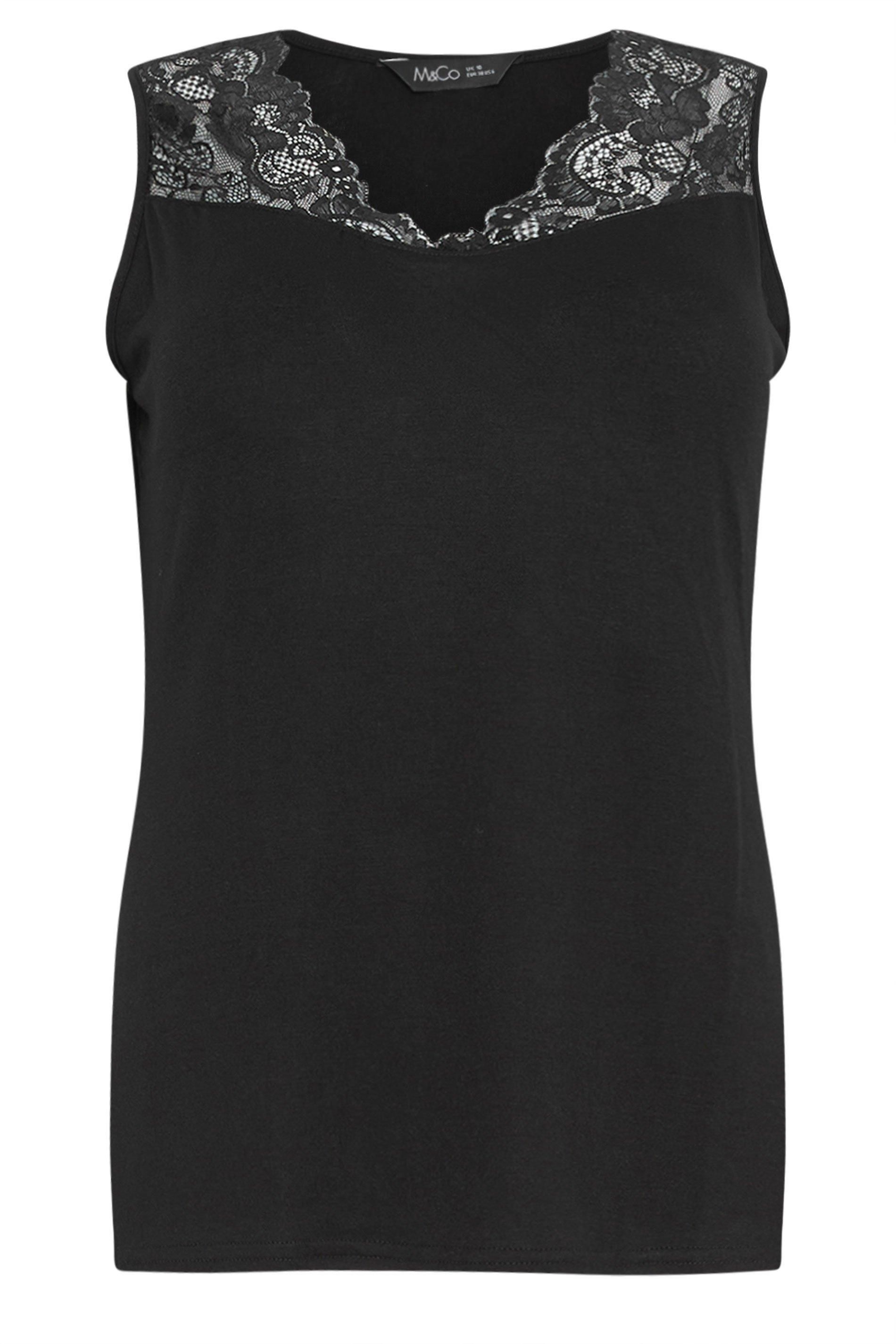 M&Co Sleeveless Lace Insert Vest Top