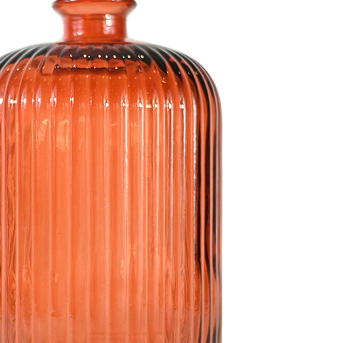 KOKILLE - Vase en verre recyclé strié  Brique 23 cm