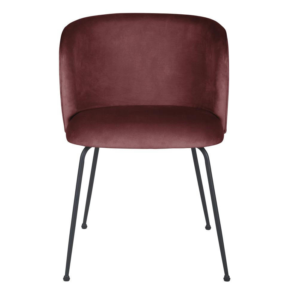 Kate - Chaise en velours terracotta et métal noir
