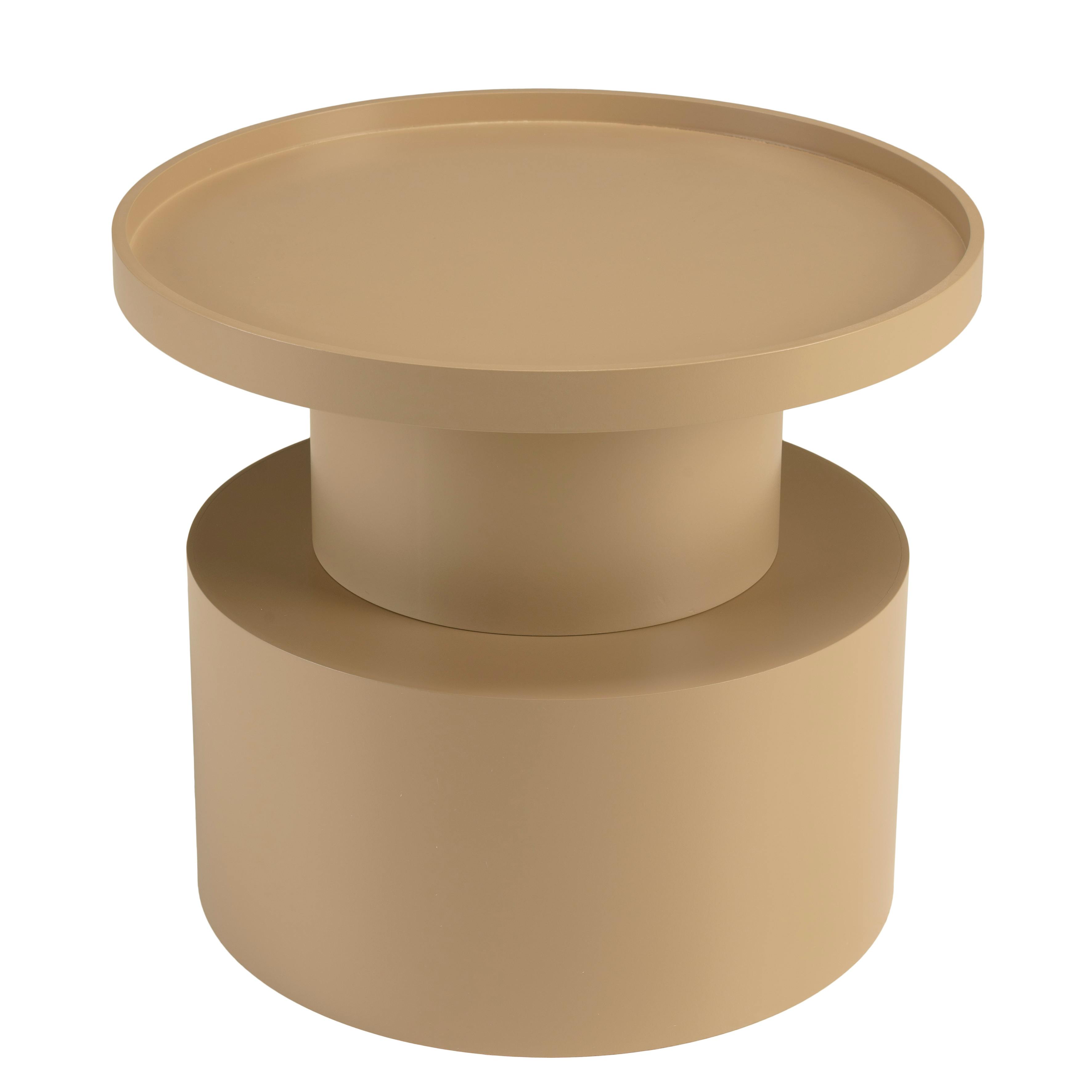 Table d'appoint ronde en bois peint taupe D45cm CASTILLE
