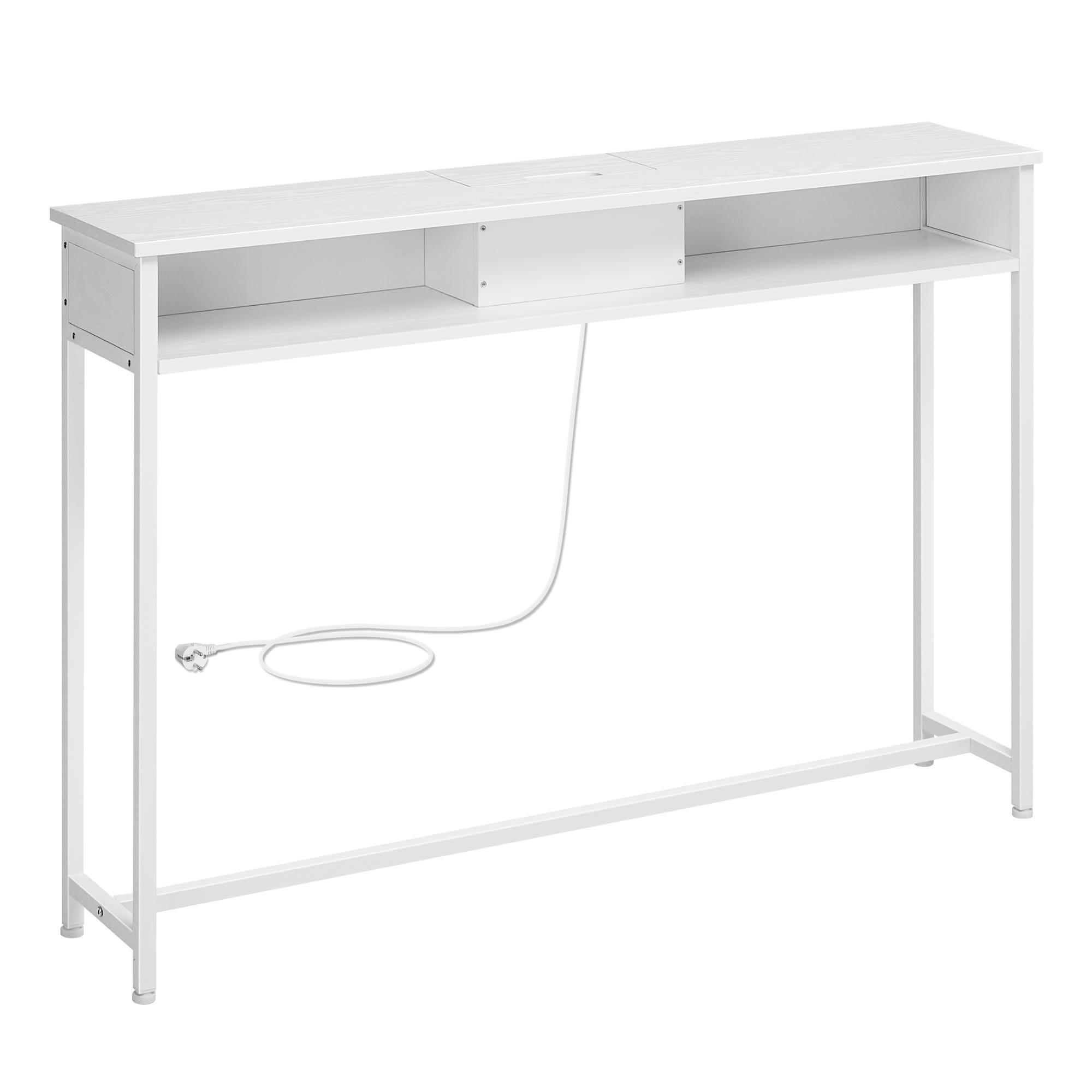 - Table de console fine en bois blanc nuage