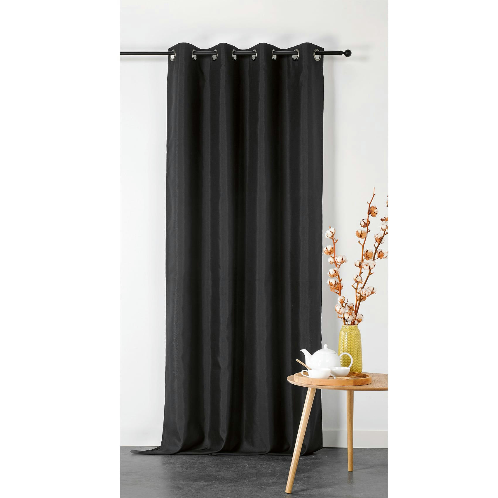 - Rideau double natte polyester noir 135x240 cm