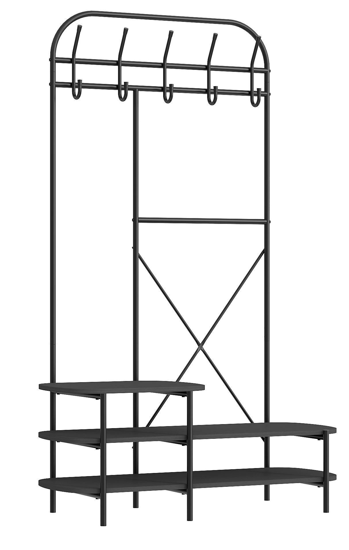 - Vestiaire d'entrée style industriel avec plateaux en bois noir