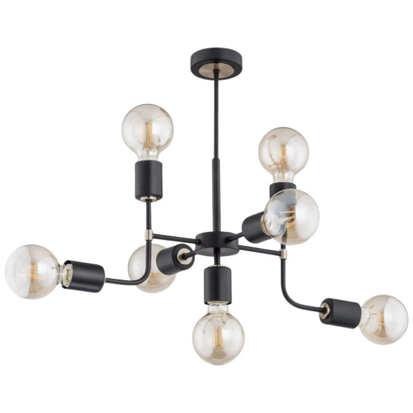 Lampa wisząca czarno-przezroczysta-złota TRANSFORMERS 7xE27x60W Alfa