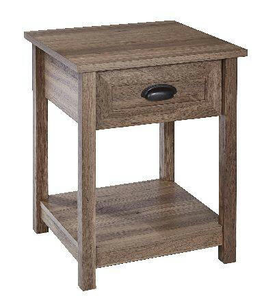 Sauder County Line 1-Drawer Sofa Side/End Table With Open Shelf Storage, Salt Oak Finish