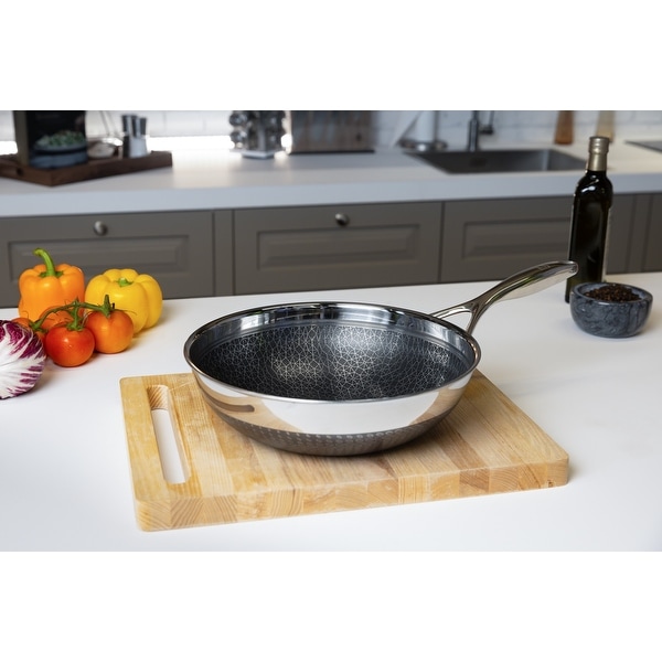 DiamondClad by Livwell 12" Hybrid Nonstick Wok Set with Tempered Glass Lid, Dishwasher Safe, Cool Touch Handle, PFOA-free
