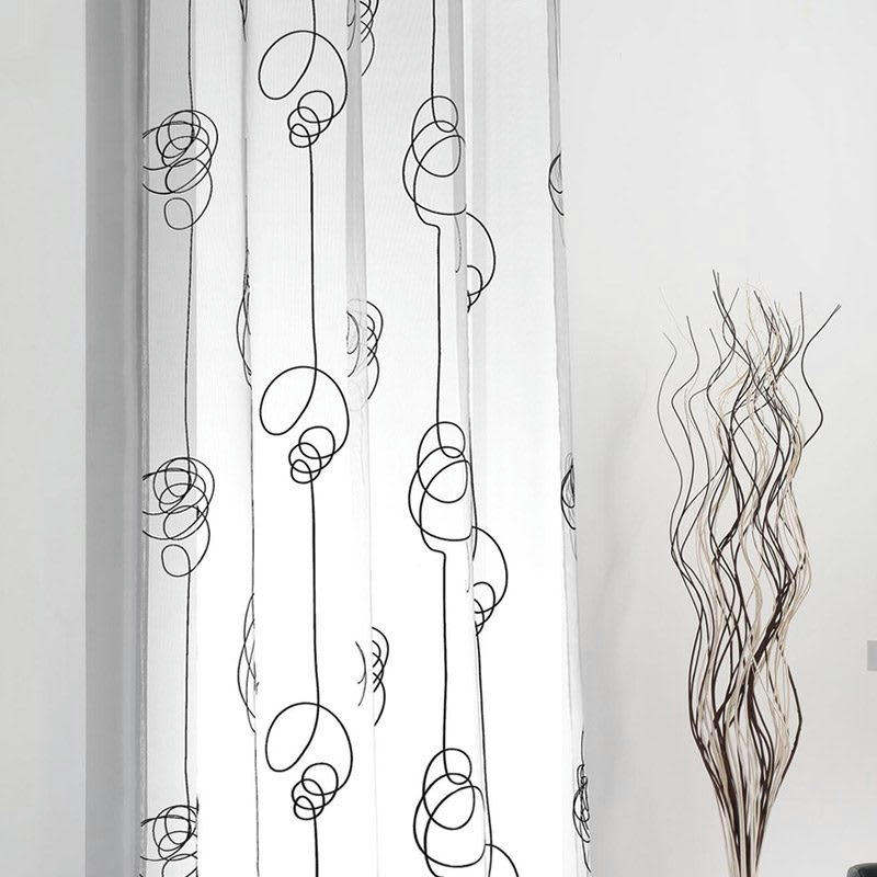 LOOPING - Panneau en voilage imprimé voile blanc/noir 240x140cm