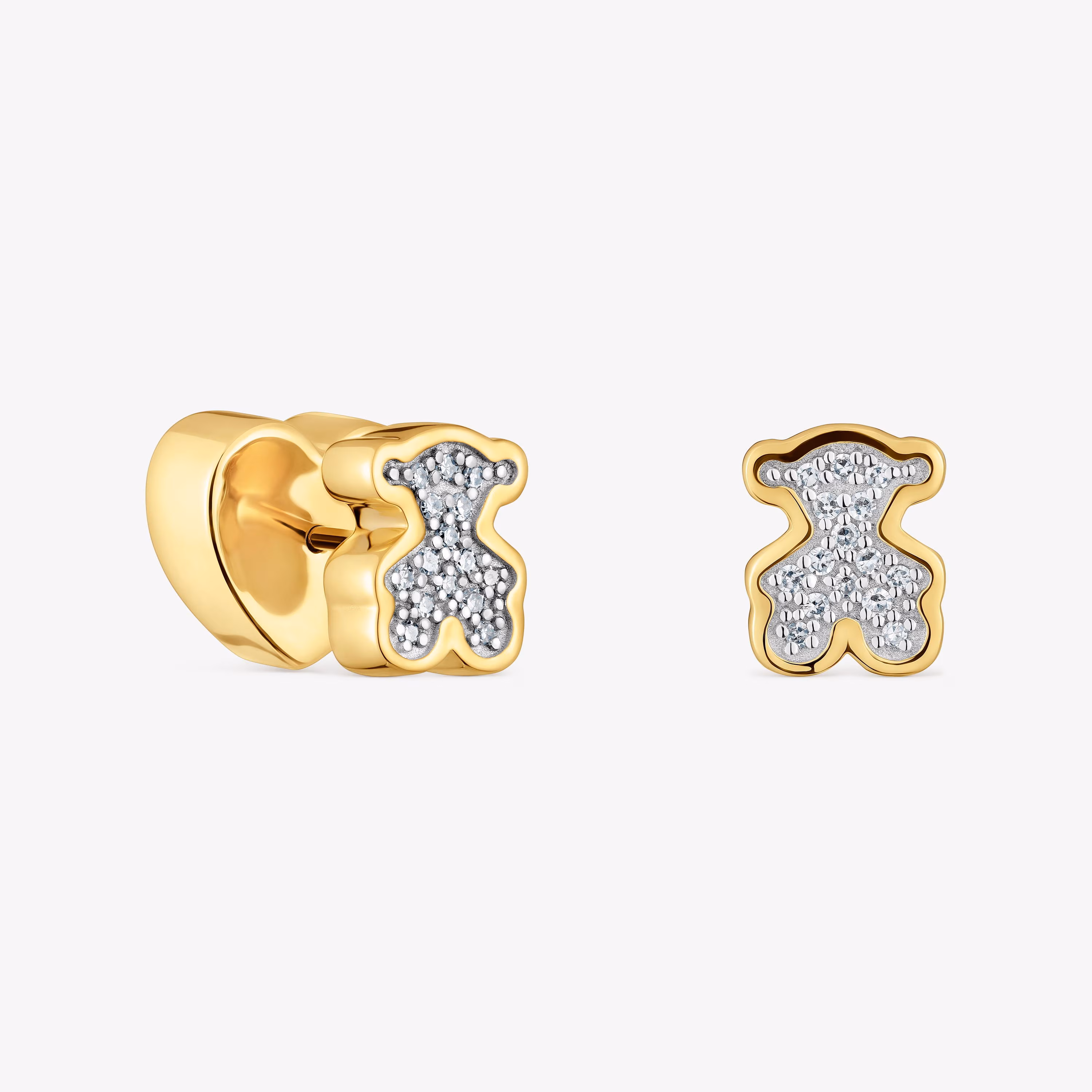 Pendientes oso con baño de oro 18 kt sobre plata y diamantes TOUS 1950