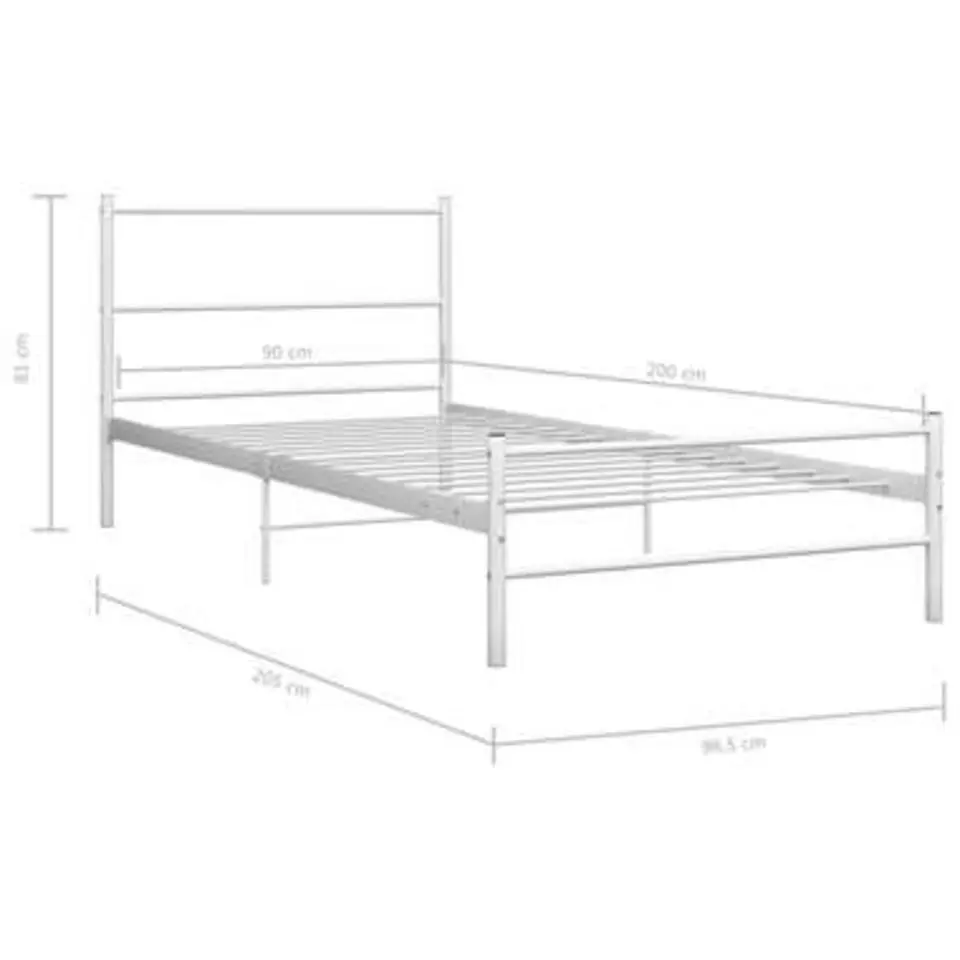 vidaXL - Bed frame met hoofdeinde - Wit - Metaal - 90 x 200 cm