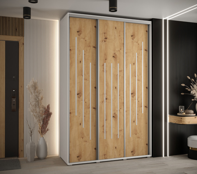 Szafa przesuwna 45 wysoka Davos 8 150 biały artisan srebrny