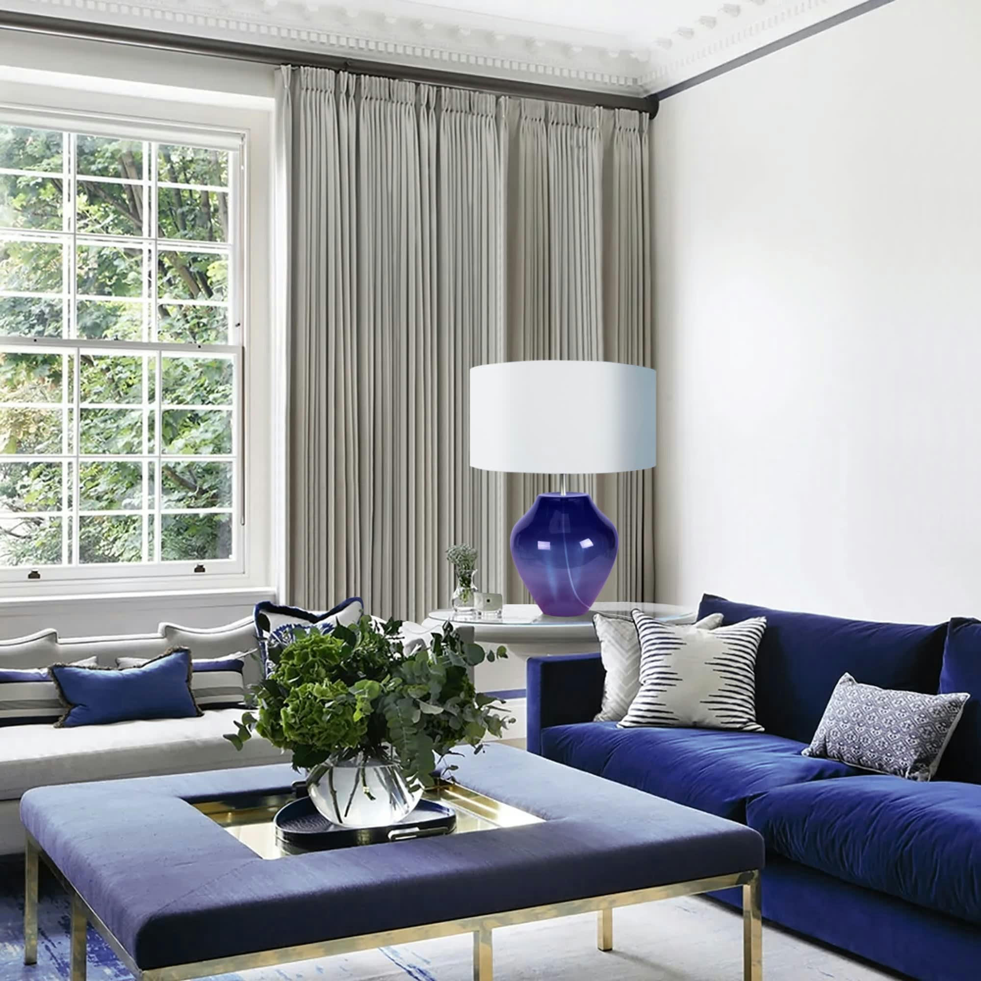 VASE - Lampe a poser verre violet et blanc