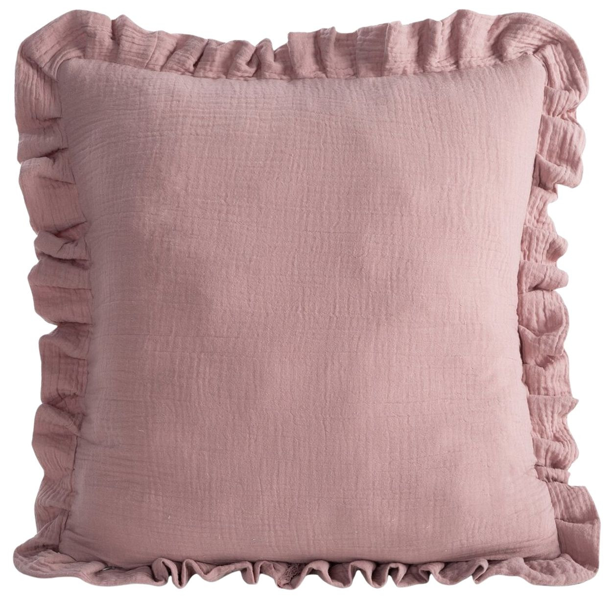 Poszewka MUSLIN 1 bawełniana pudrowy róż falbanka 45x45 cm