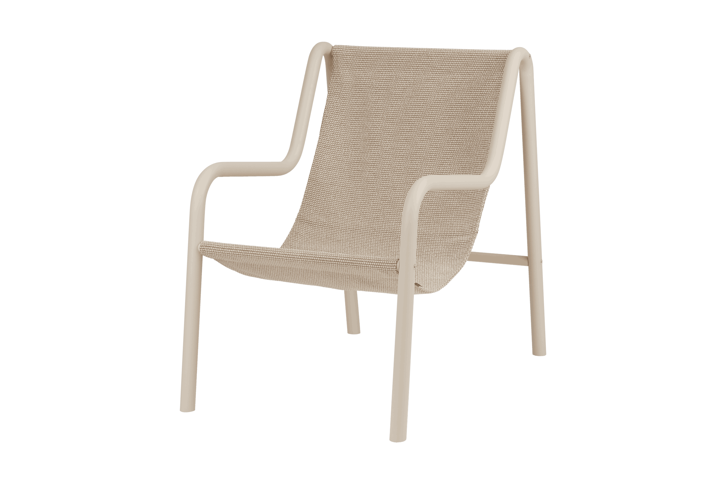 noo.ma Nokk Armchair outdoor loungestoel - Piazza Beige, waterdichte sling-zitting, stalen buizenframe