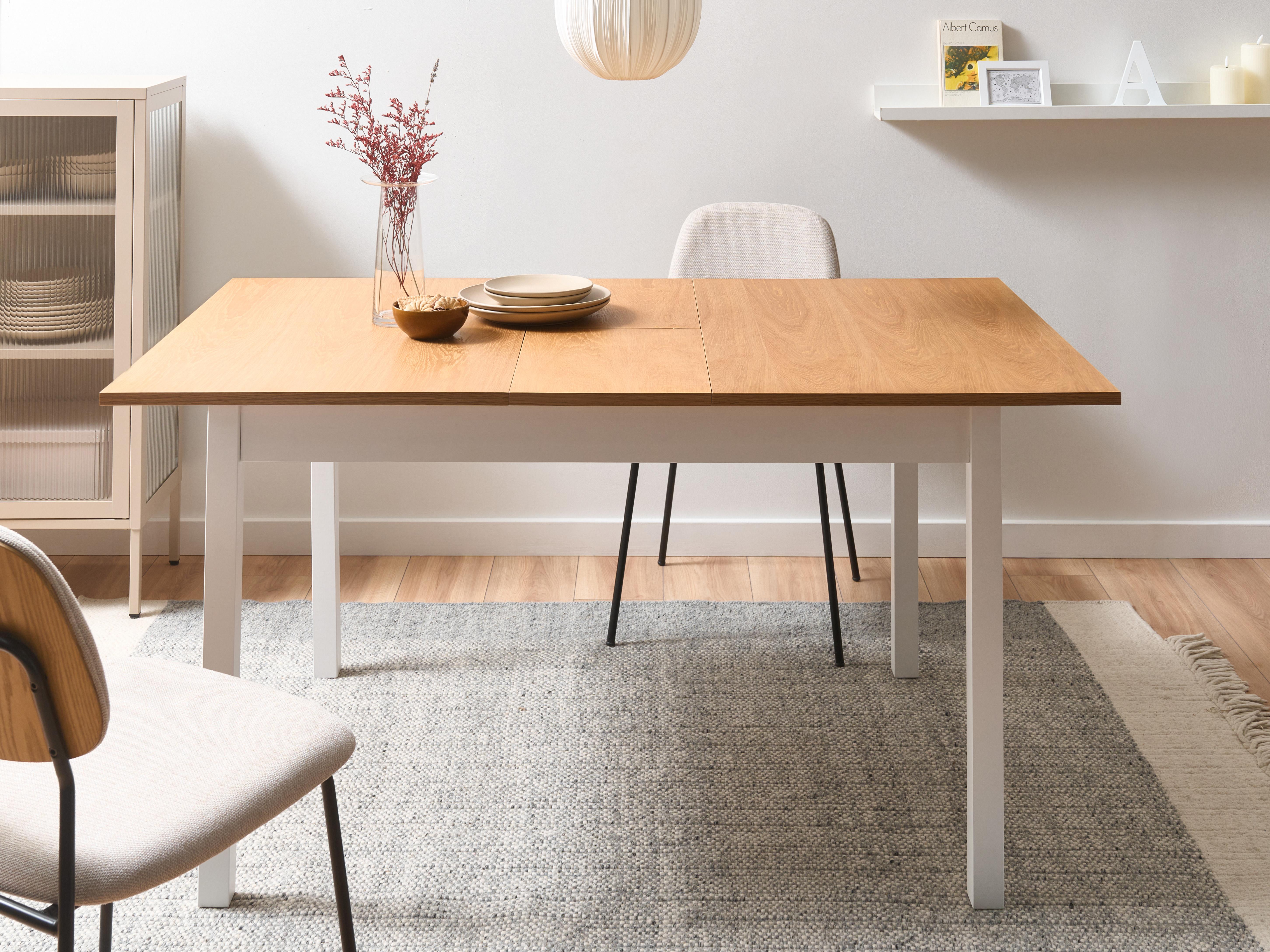 Extending Dining Table HOUSTON Light Brown/ White 120/150 cm 90 cm Pine Wood