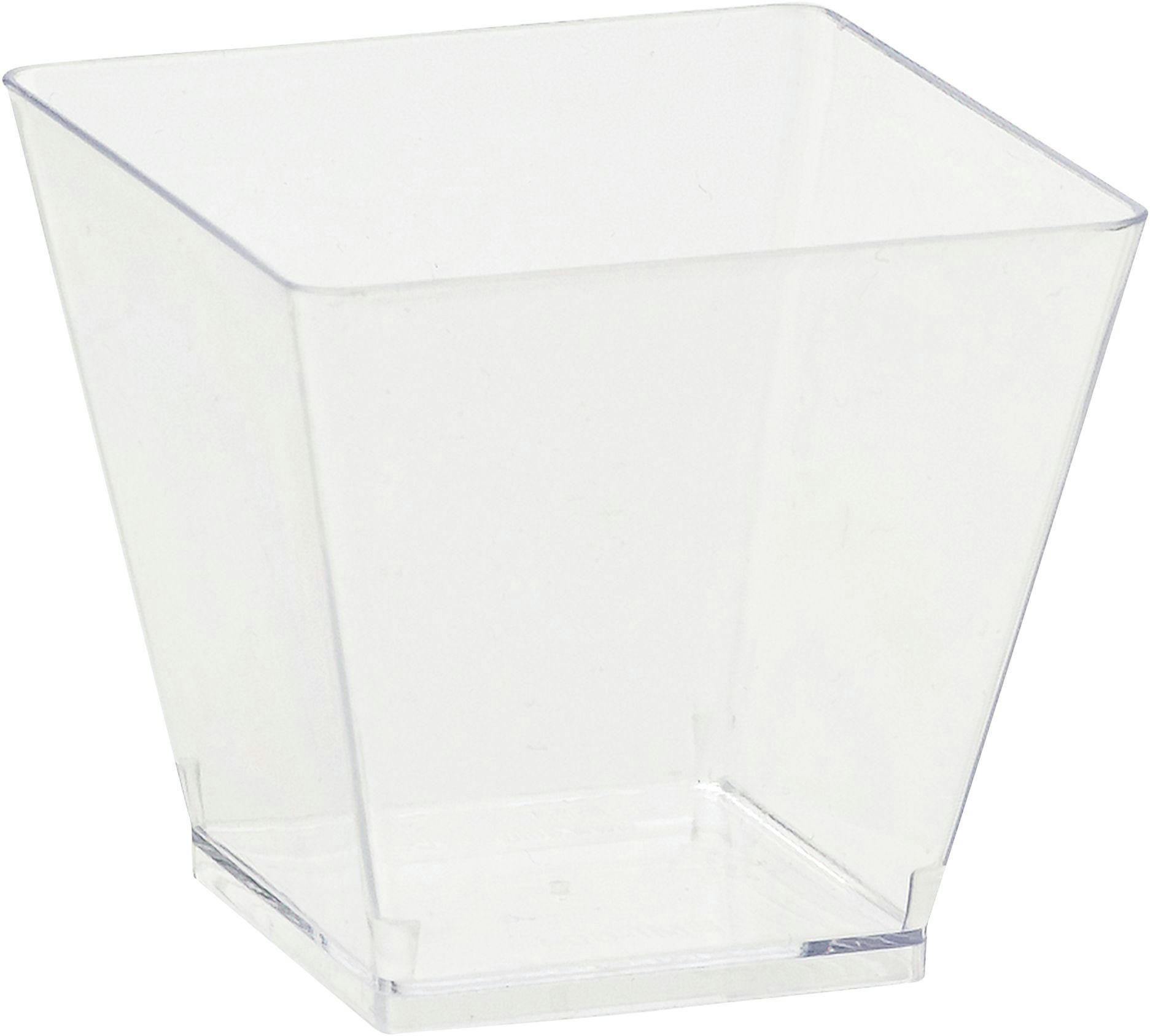 Cube Mini Plastic Reusable Bowls, Clear, 2-in, 40-pk, for Christmas/Thanksgiving/New Year's Eve/Easter/Birthday Party