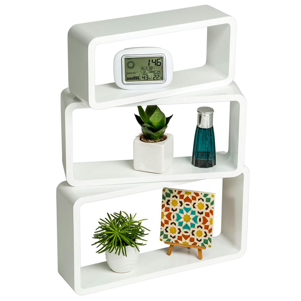 - Lot de 3 étagères murales design Style rétro blanc