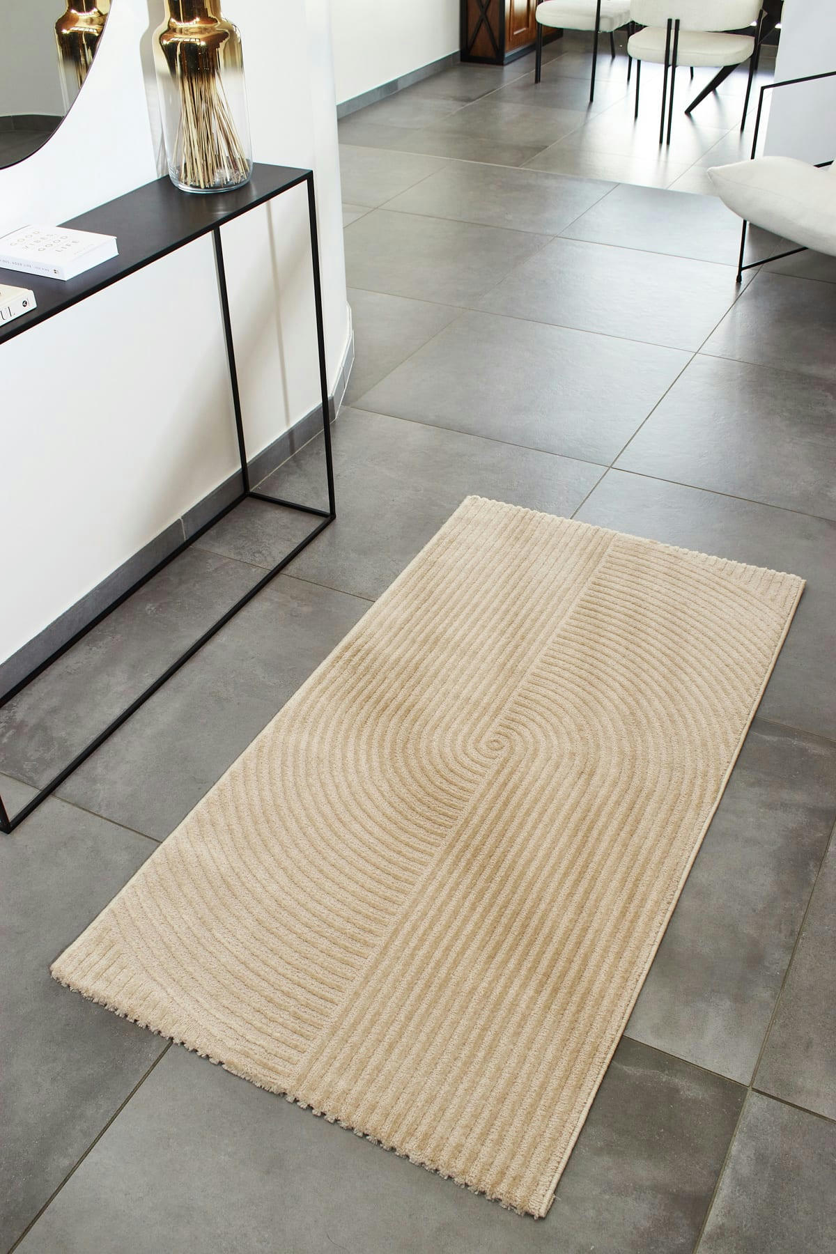 BIANCA - Tapis motif  en relief beige - 80x150