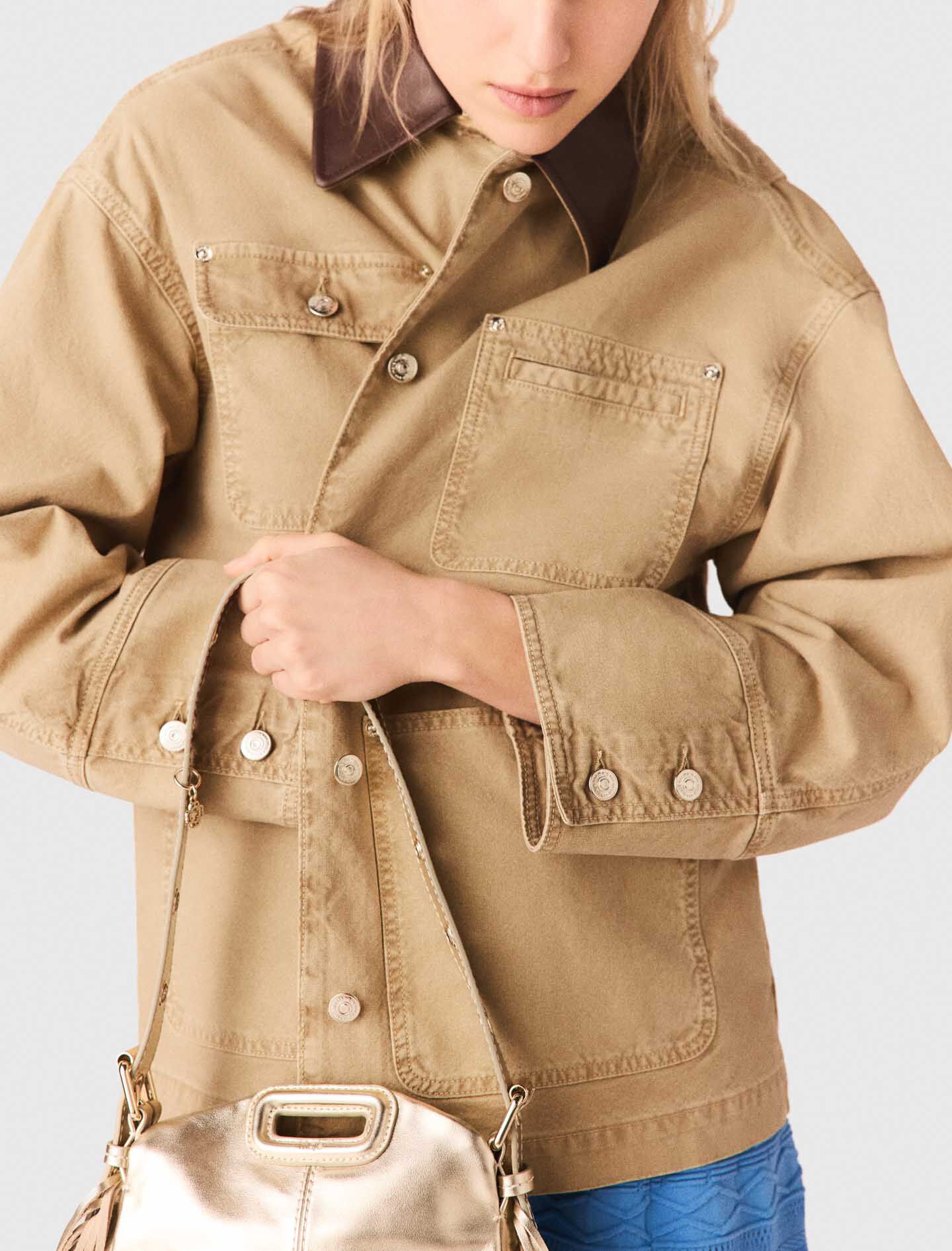 Veste en denim avec dos plissé