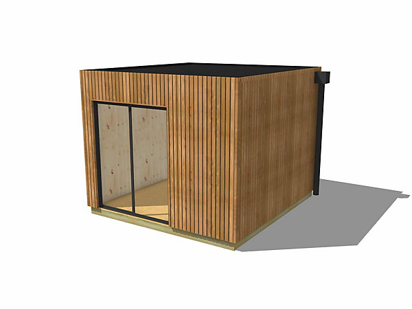 Bureau de jardin ossature bois en bois 3,3 x 3,5 x 2,7 m avec plancher isolé / menuiseries alu k-line
