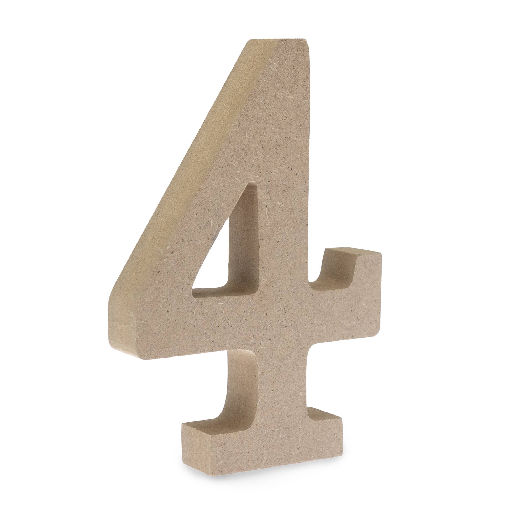 MDF Wooden Number 4 13cm