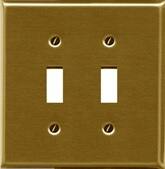 Atron Electro Industries 2163RBR Double Toggle Style Switch Plate, 2 Gang, Brass