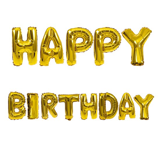 Gold Happy Birthday Foil Balloon Set