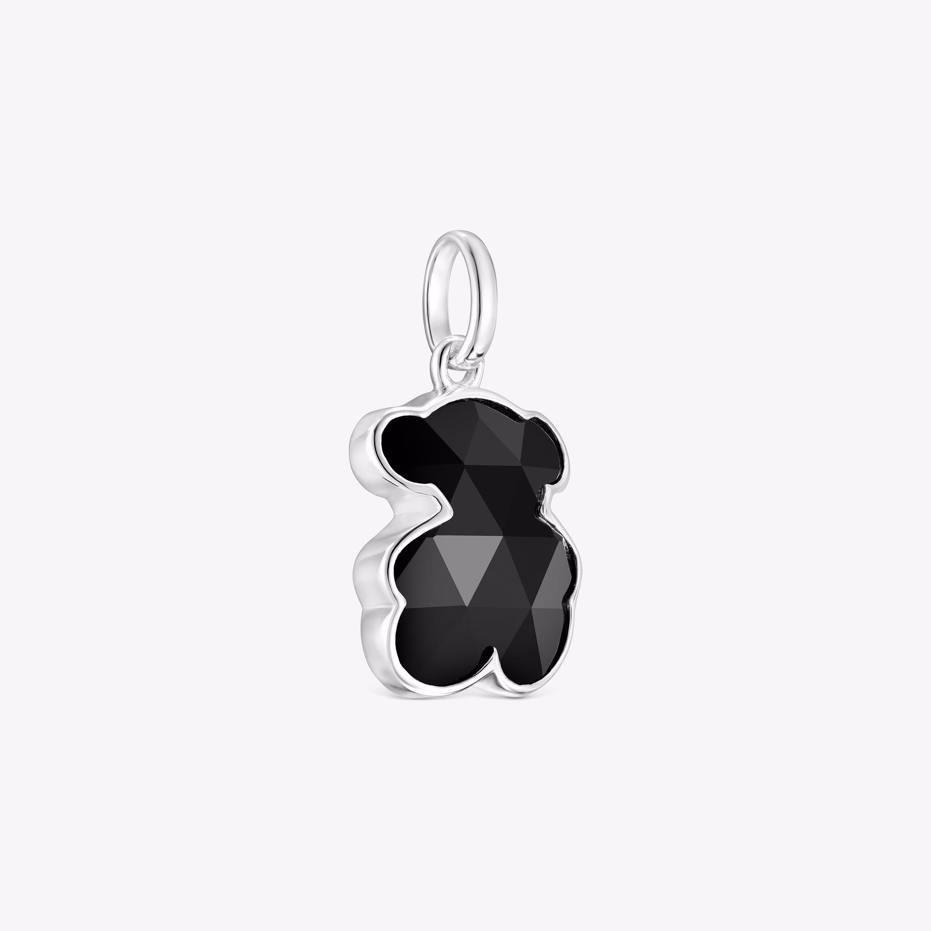 Colgante pequeño de plata y motivo oso en ónix Icon Color