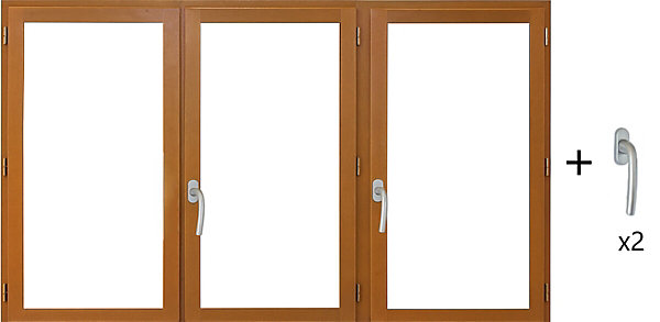 Fenetre Bois 3 Vantaux H135 X L180 Cm Côte Tableau, Poignee (ref 010220f9) Gd Menuiseries