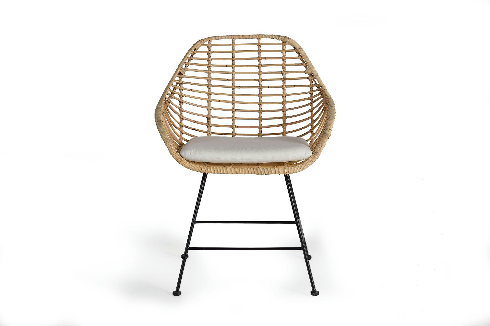 - Lot de 2 chaises en rotin et métal