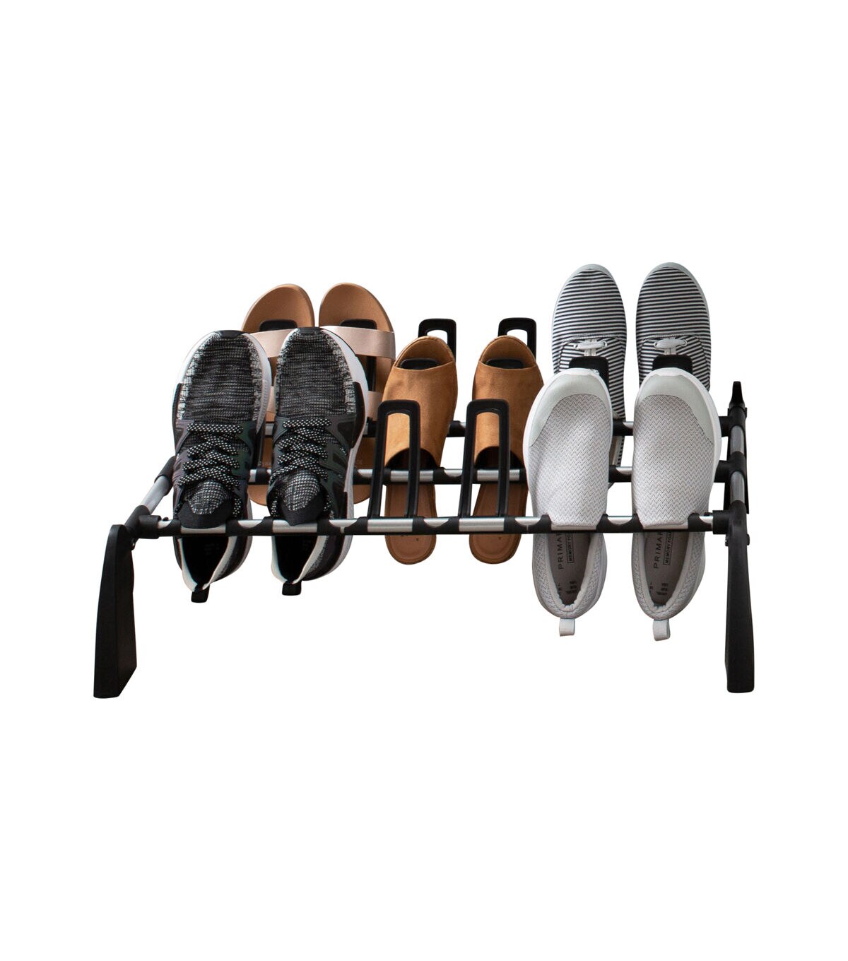 Organize It All 27 Black 9 Pair Floor Shoe Rack
