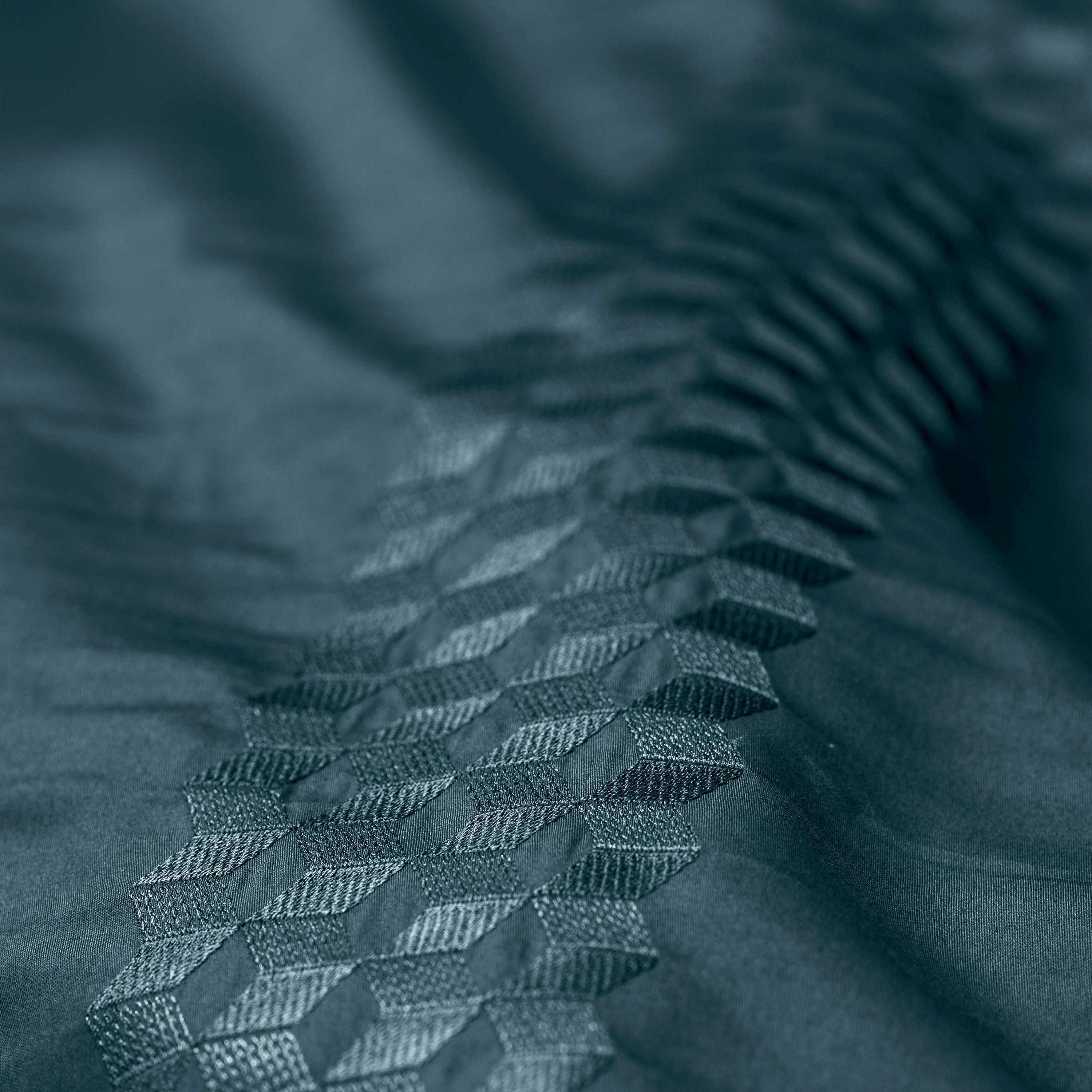 CUBES 2 - Housse de couette satin de coton brodé gris 240 x 220 cm