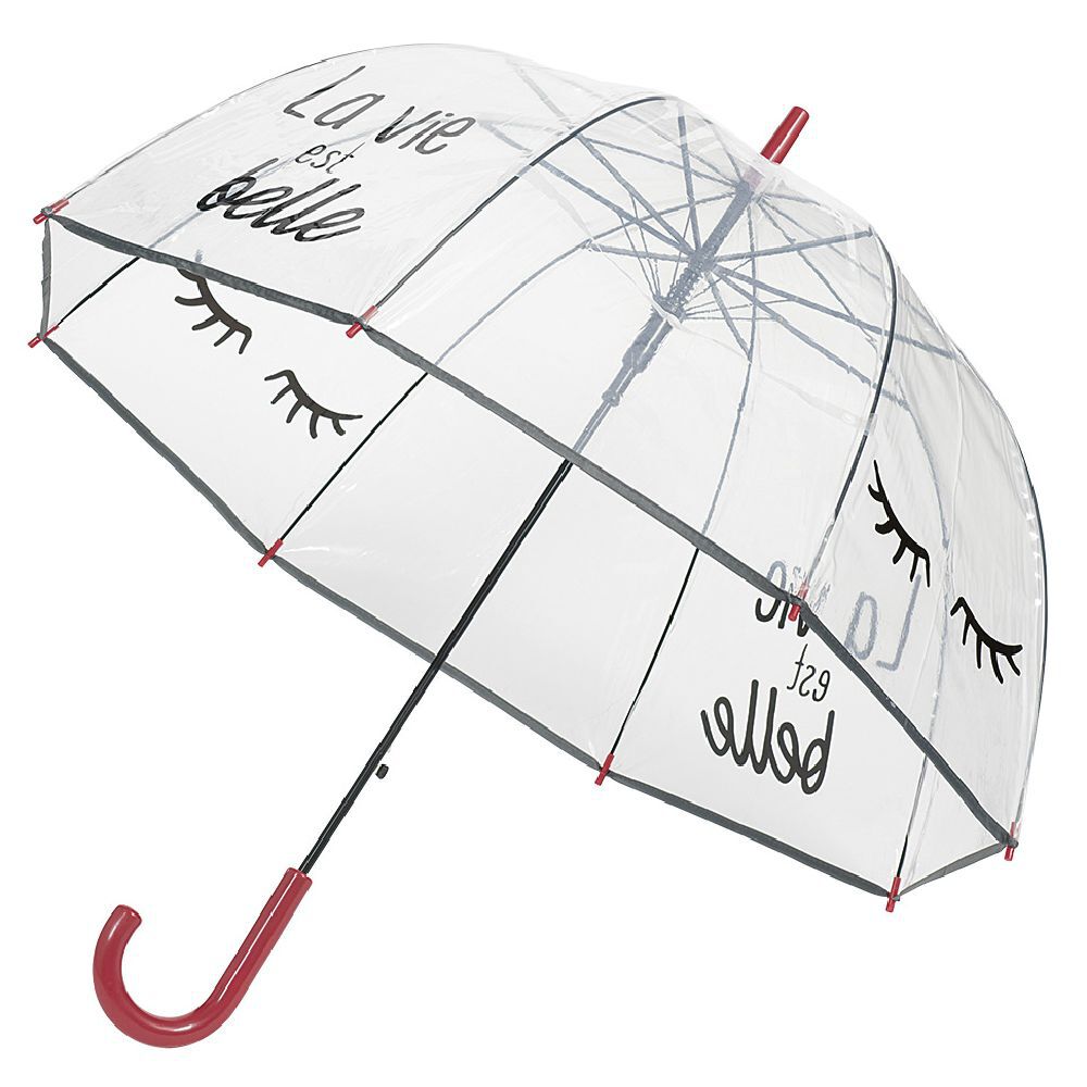 Parapluie canne transparent La vie est belle