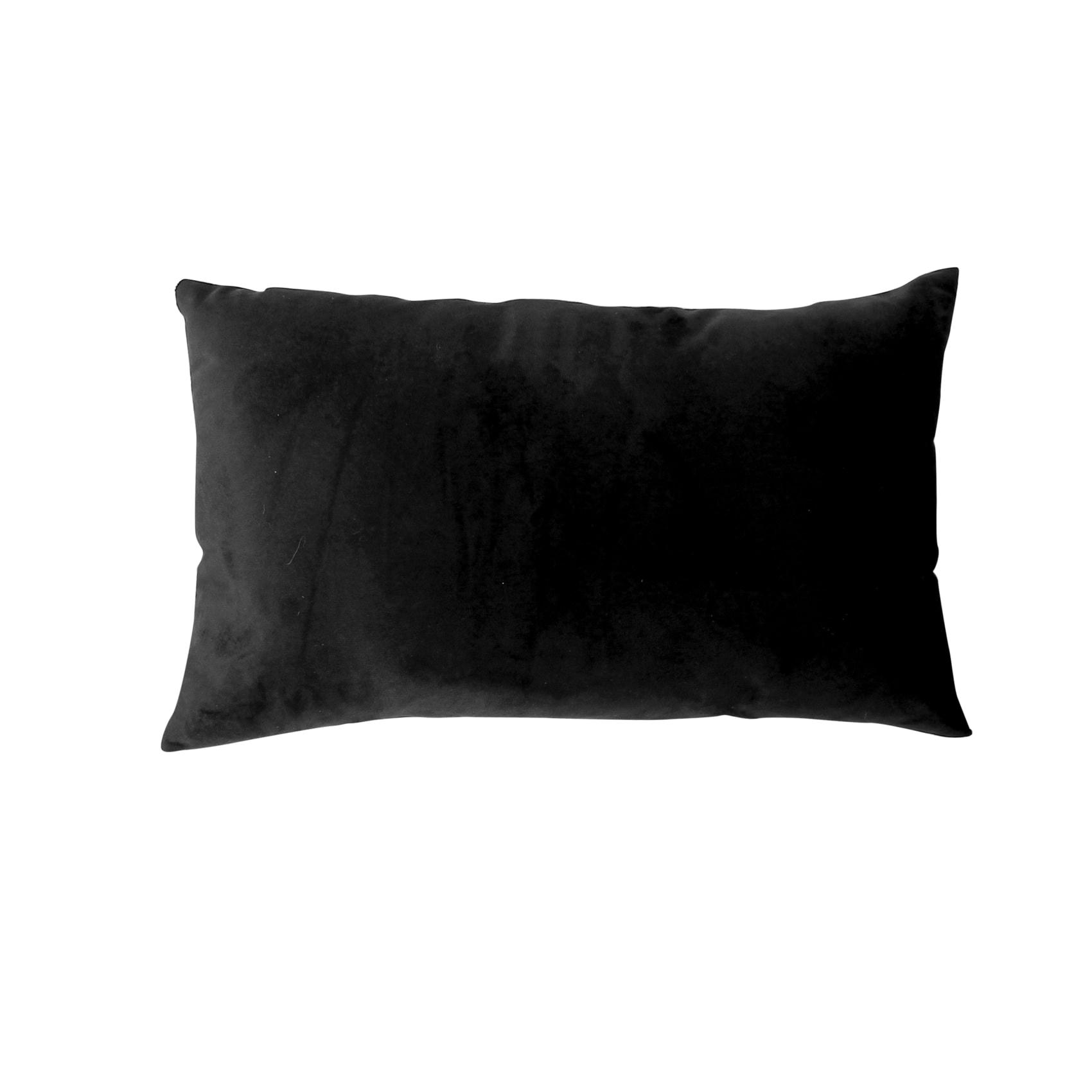 - Coussin déhoussable en velours uni noir 30x50 cm
