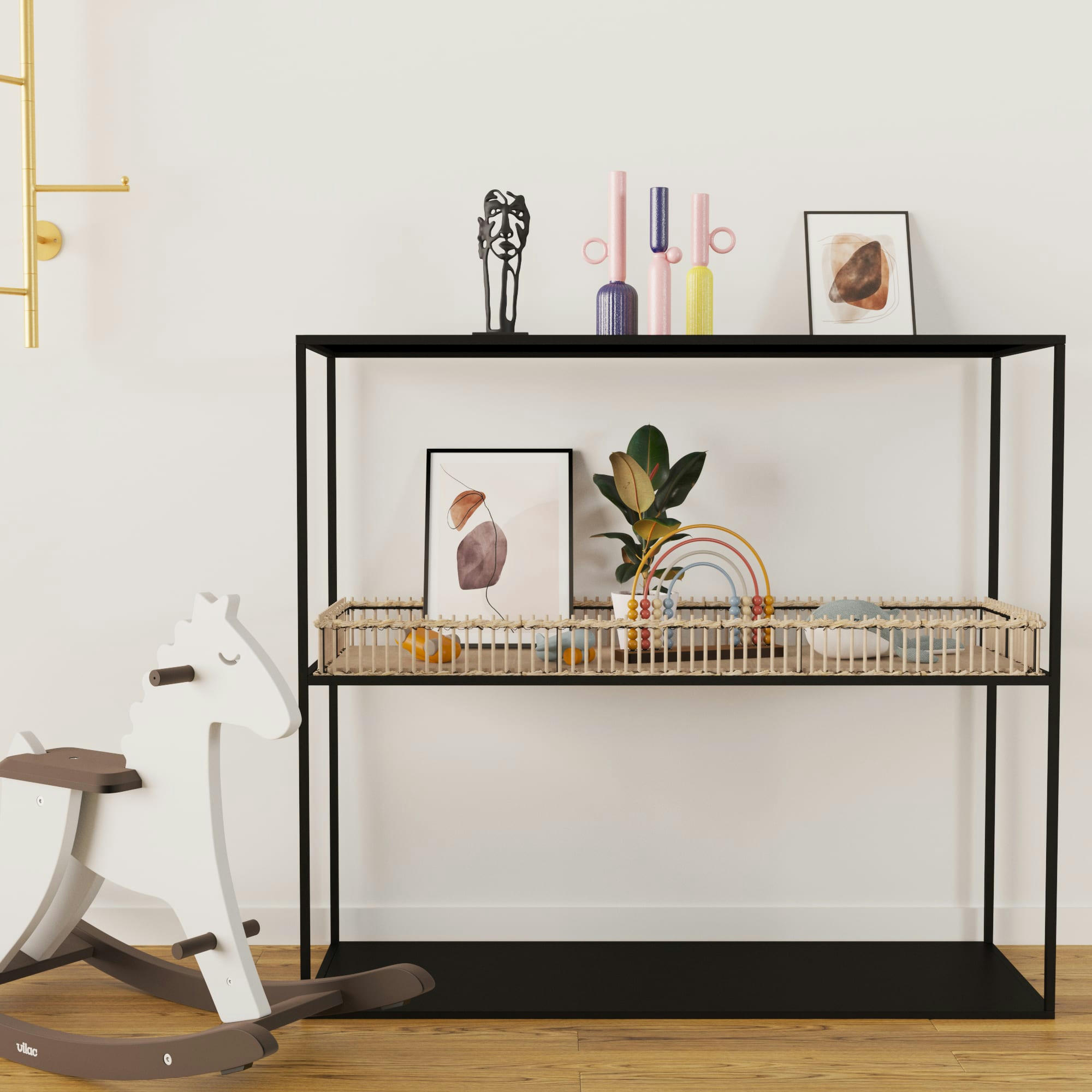 LAZARE - Console en métal et bambou