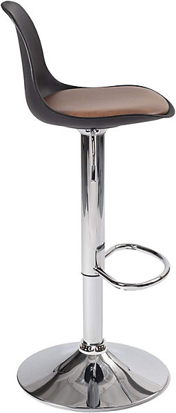Lot 2 Tabourets De Bar Coussin Effet Vintage Pivotant Hauteur Réglable Chromé SIG  (noir Marron)