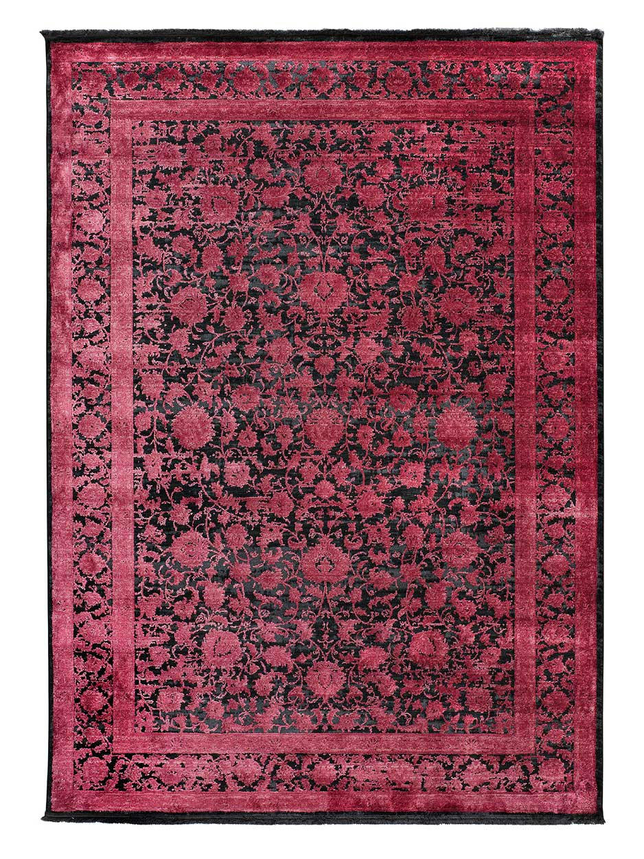 BROOKLYN - Tapis vintage en noir et rouge, 200X290 cm