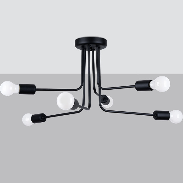 Lampa sufitowa TANDRA czarna 6xE27x15W wym:33x68x68cm IP20 Pure Lume