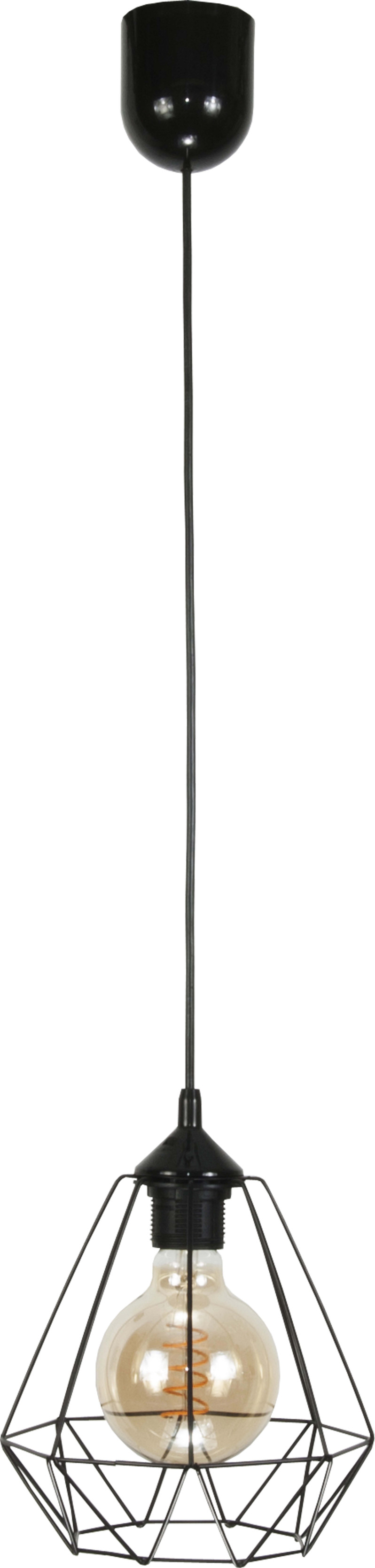 Lampa wisząca sufitowa zwis druciany klosz loft czarna 1xE27 TARIS 13-025