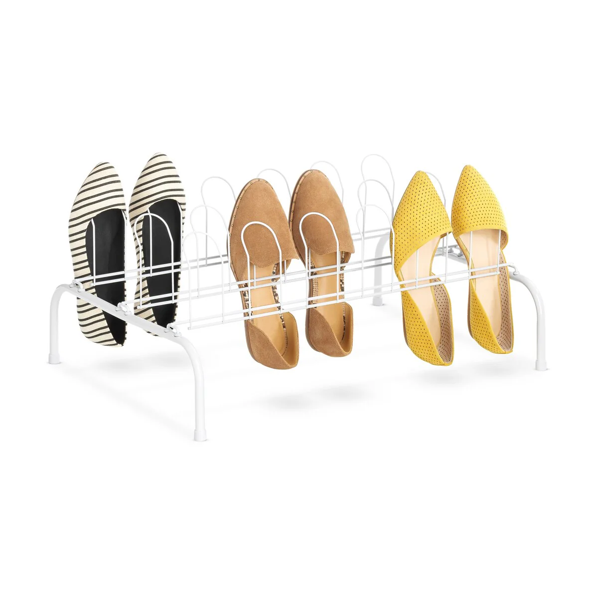 Wire Floor Shoe Rack - 9-Pair - White