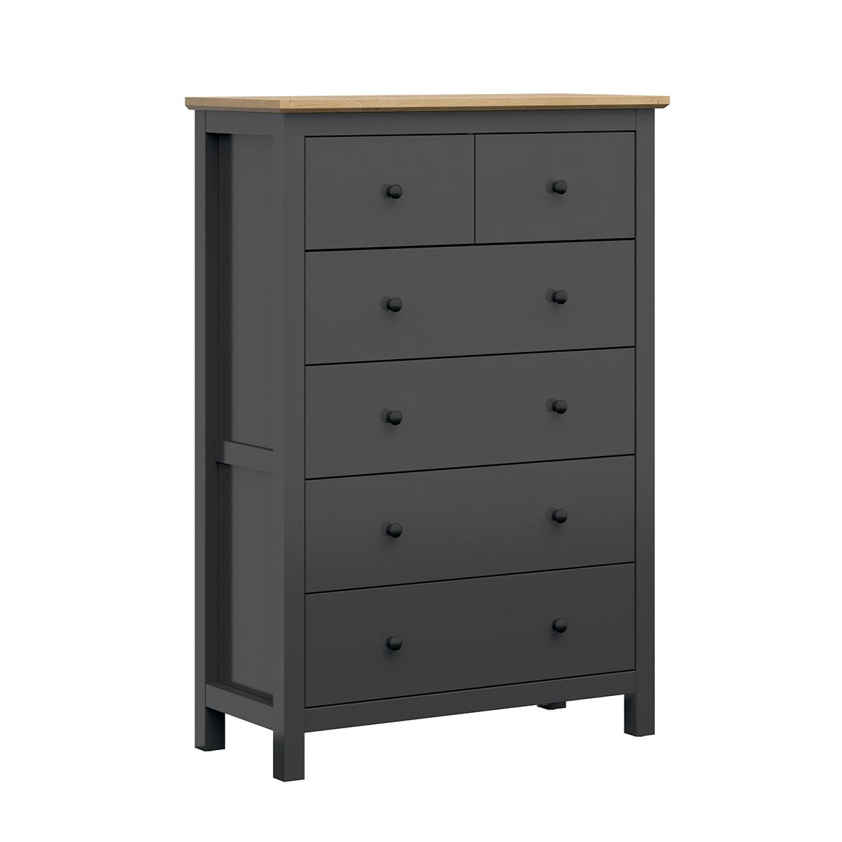 - Commode 6 tiroirs gris anthracite et naturel