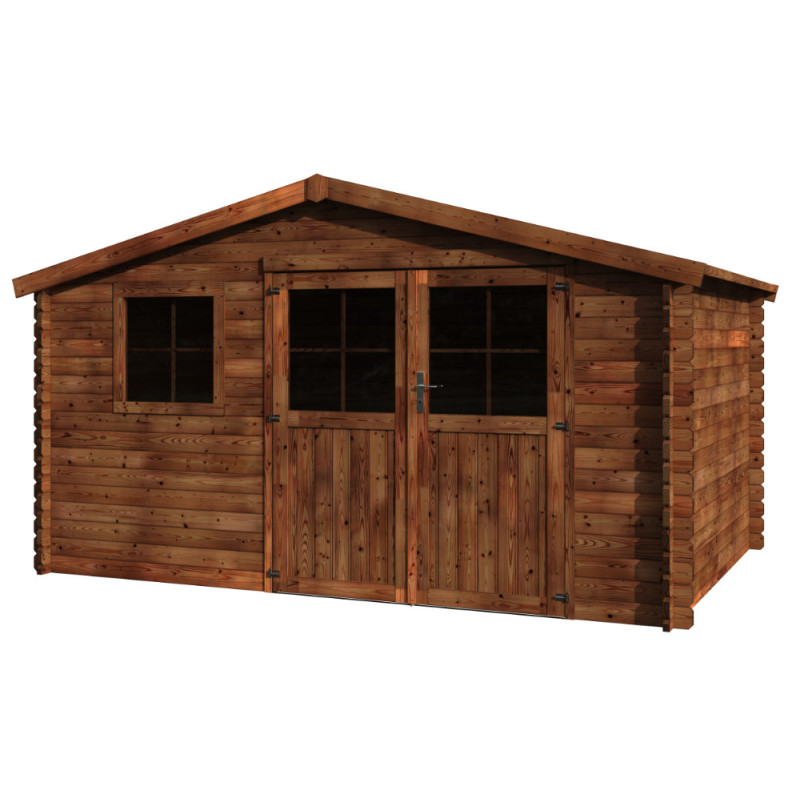Abri de jardin en bois Valérian traité 34 mm 4,14 x 3,02 m DÉCOR ET JARDIN